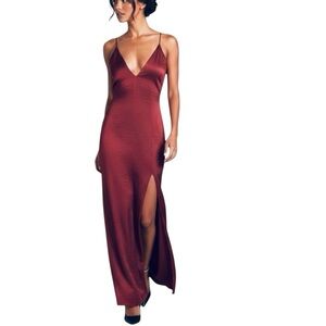 Capulet Halter Maxi Slip Burgundy Red Dress